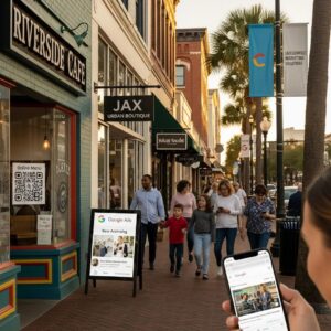 Downtown Jacksonville scene highlighting local businesses and digital marketing themes